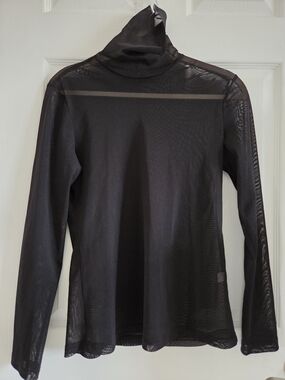Sheer Black Long Sleeve Turtleneck Top
